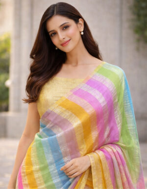 pure muga silk silver zari saree